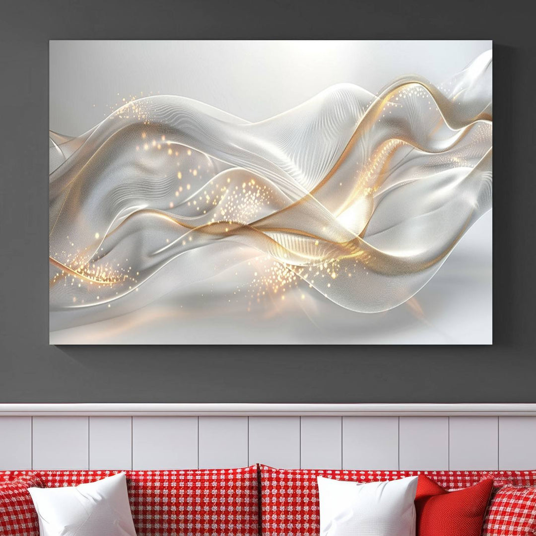 Abstract art Grey and Gold Lines Wall Art