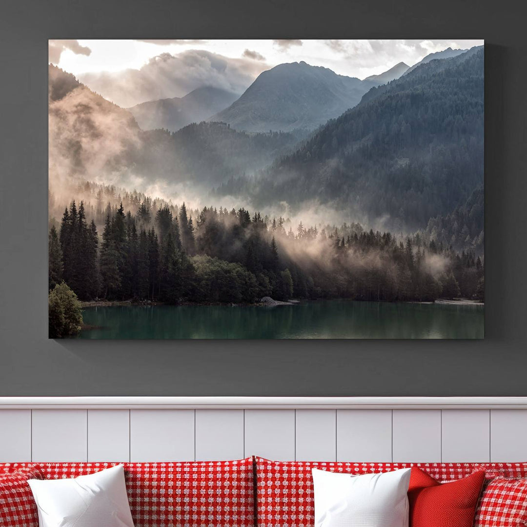 Impression sur toile Foggy Mountain Art sur toile forêt