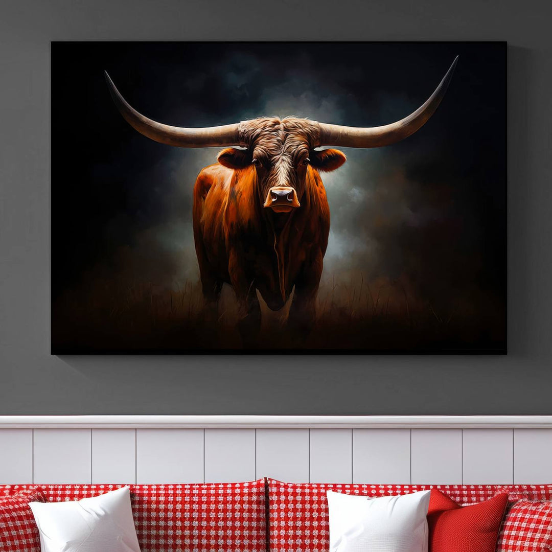 Longhorn Bull Wall Art Canvas Set – Bold Western Elegance for Rustic Home Décor