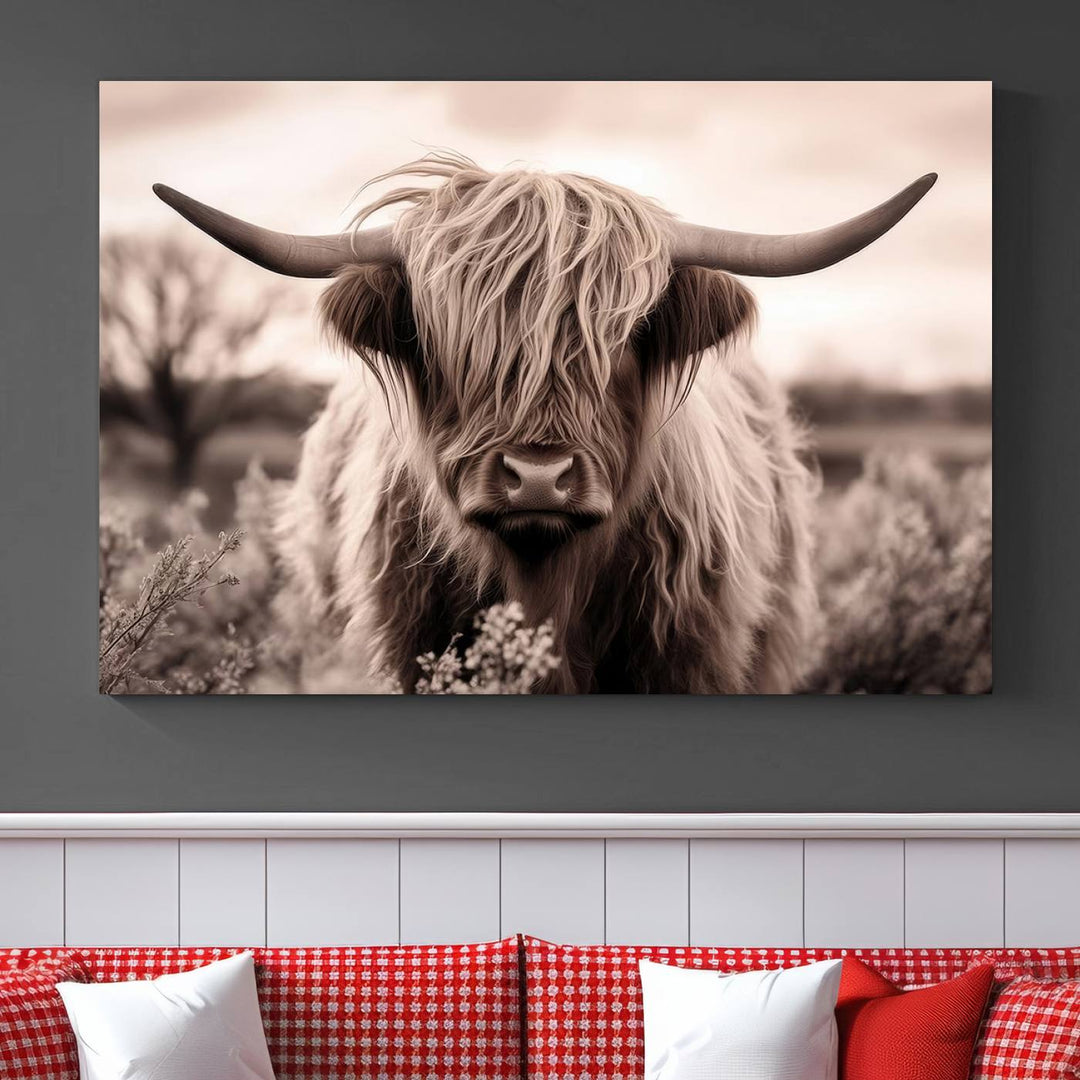 Scottish Cow Longhorn Wall Art Canvas Print.