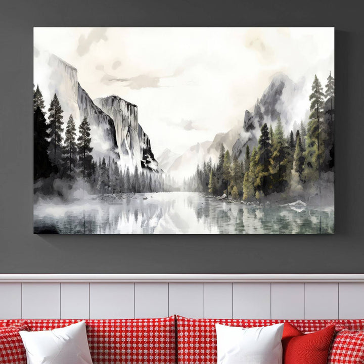 Yosemite National Park Watercolor Wall Art Canvas Print