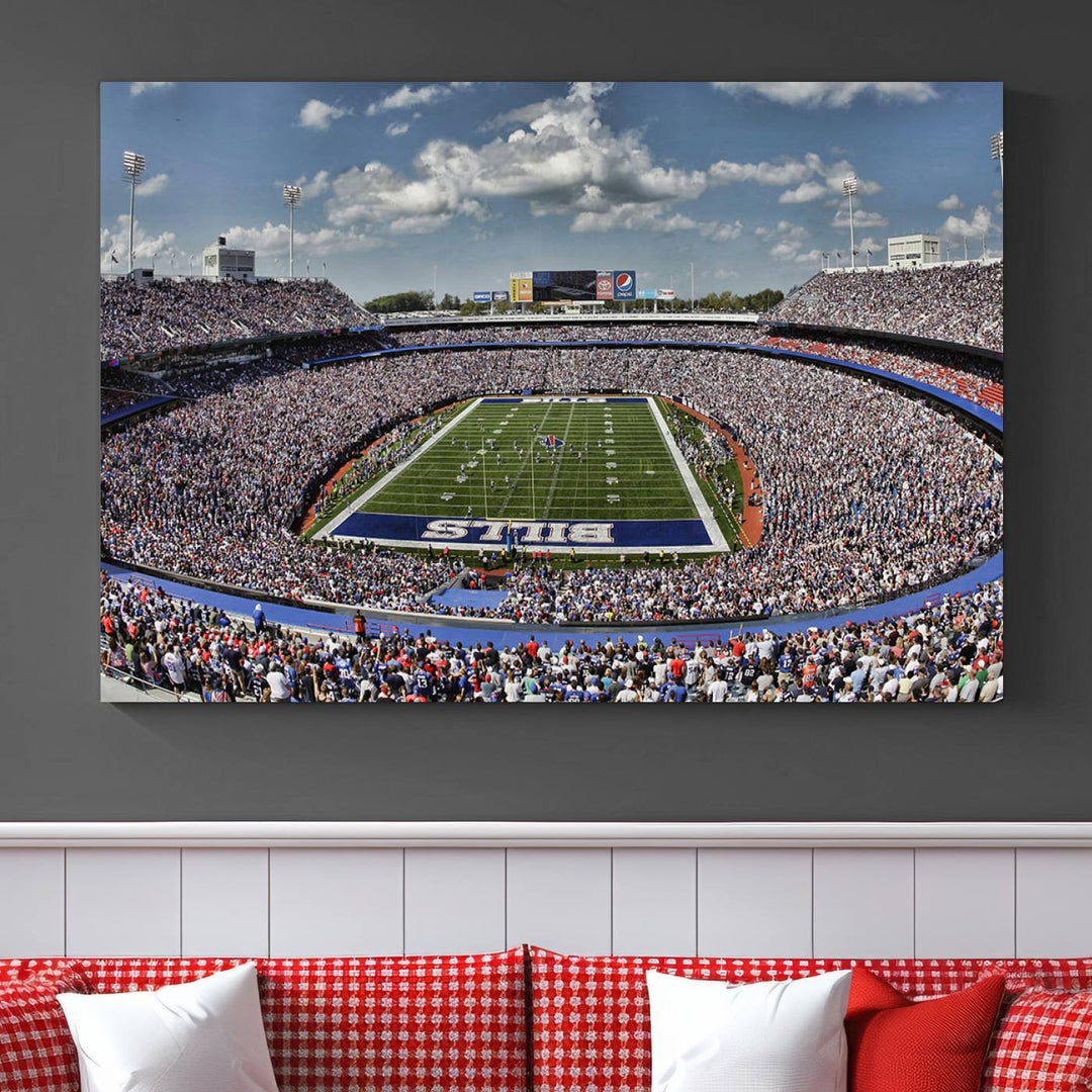 Buffalo Bills Football Team Print - Highmark Stadium Wall Art Canvas Print - Bills Stadium Game Day Triple Canvas Wall Art - Buffalo Bills NFL Match