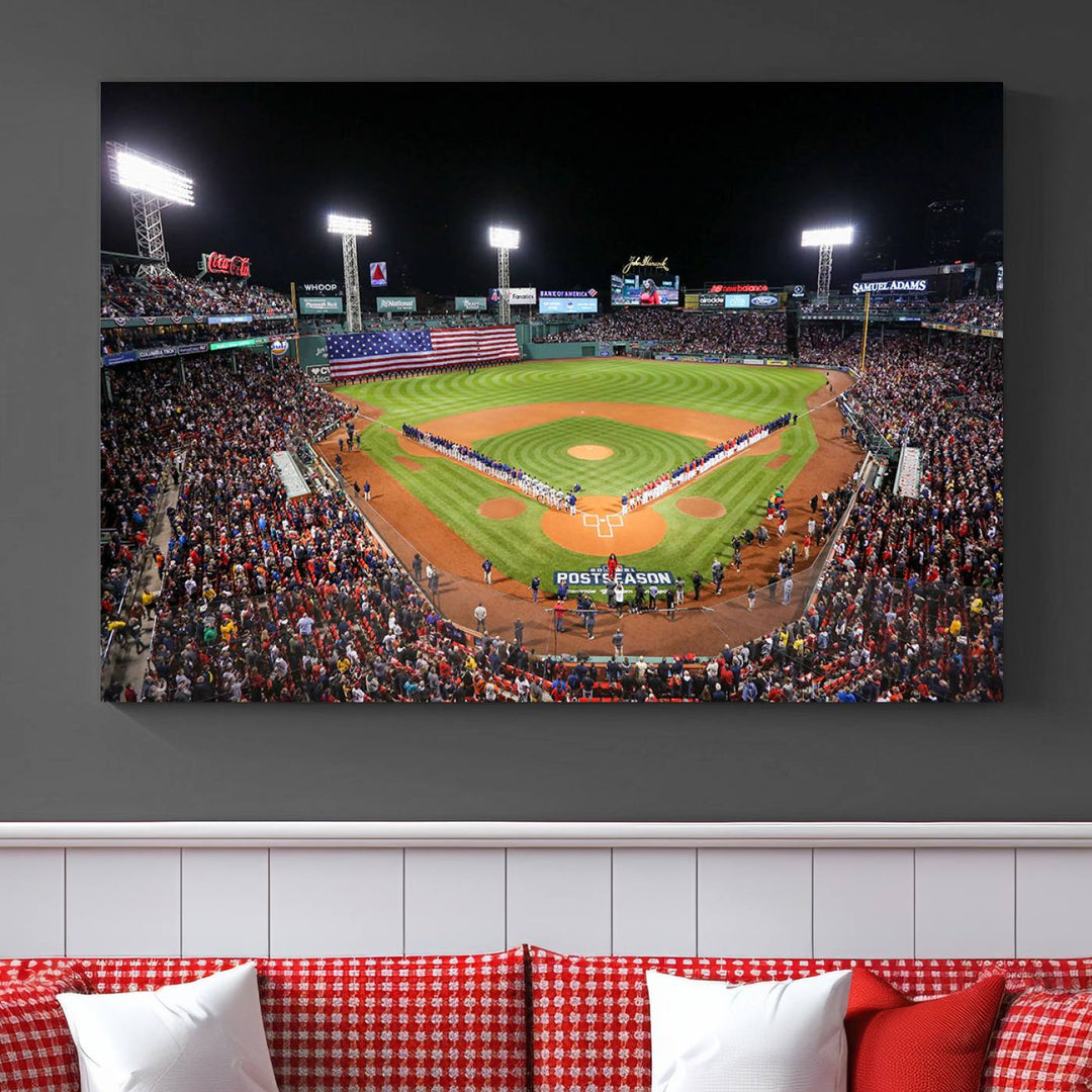 Fenway Park Postseason Triple Canvas Wall Art - Boston Red Sox Historic Game