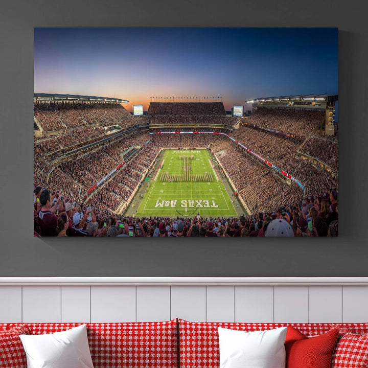 Texas A&M University Aggies Football Team Print - College Station Kyle Field Stadium Wall Art Canvas Print