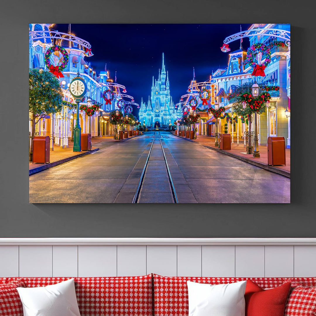 Castle Large Wall Art Disney Magic Kingdom Kids Room Decoration Disney World Christmas Home Decor Child gift - Framed Giclee and Ready to Hang