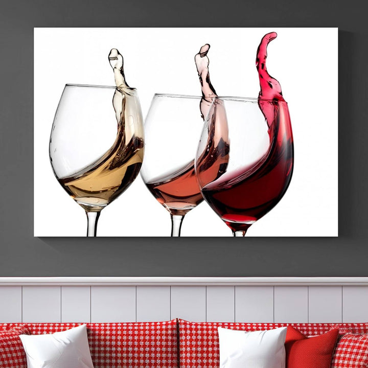 Wall Art Abstract Wine Glasses Canvas Print