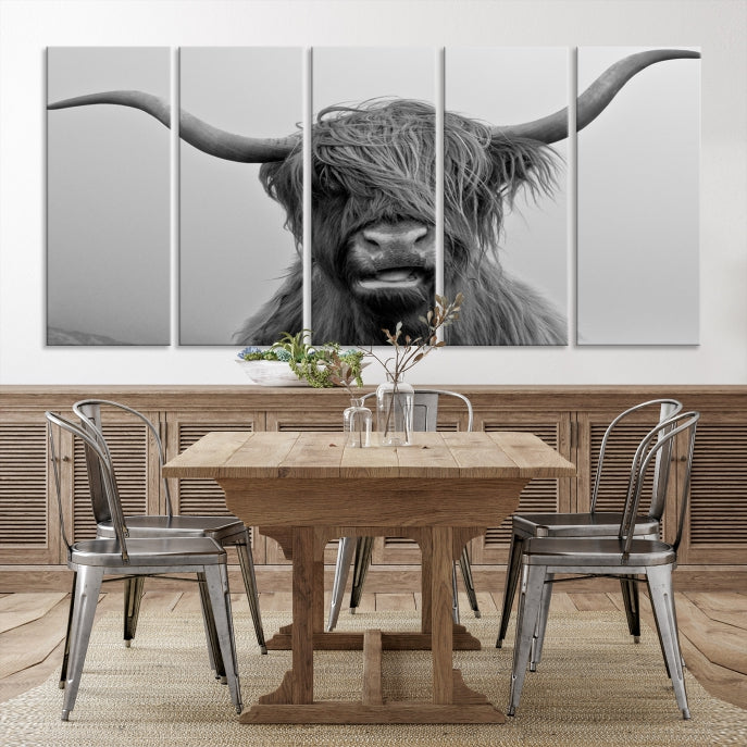 Texas Cow Wall Art Canvas Print