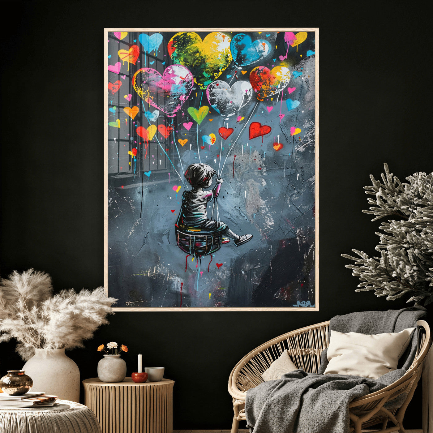 3812625445543-MGV-CV-24X36 - Banksy Balloon Canvas,Banksy Grafitti Art, Balloon Poster, Banksy Art, Wall Art Canvas Design, Ready To Hang Decoration,Wall Art