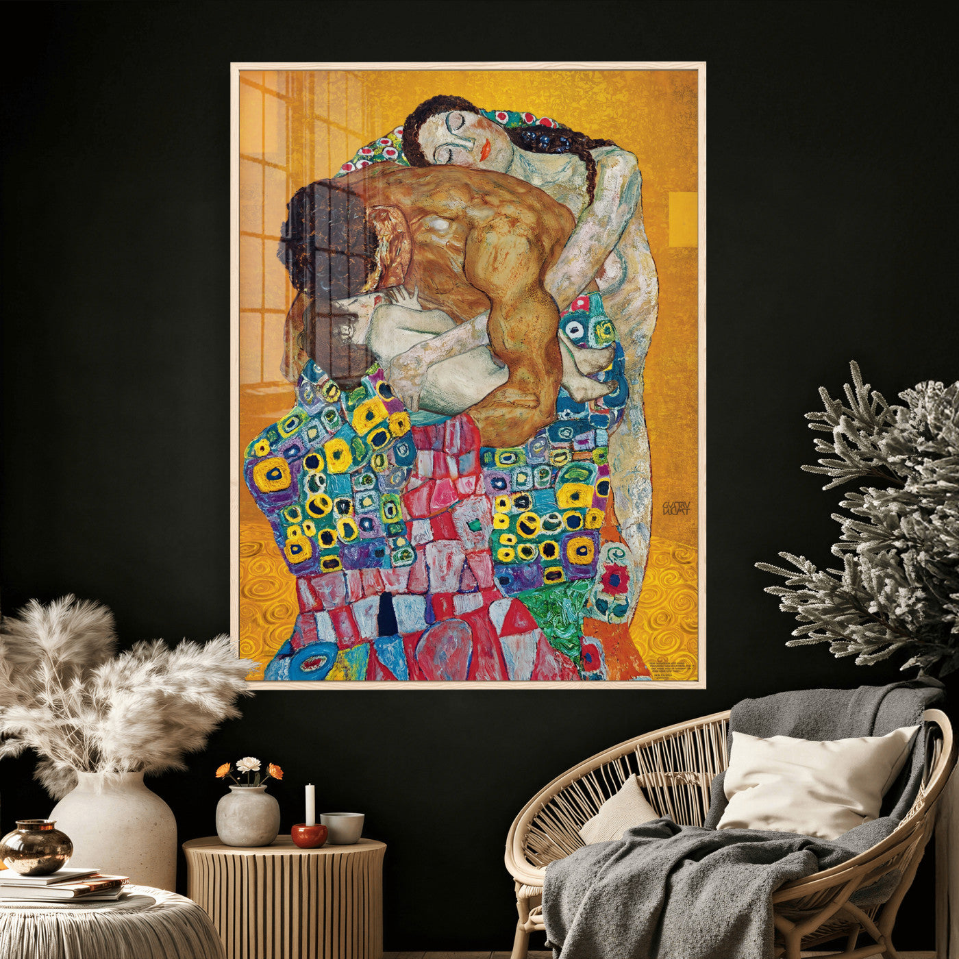 44640476-MGV-CV-24X36 - The Bride Wall Art Canvas Print – Gustav Klimt Inspired Romantic Embrace Painting