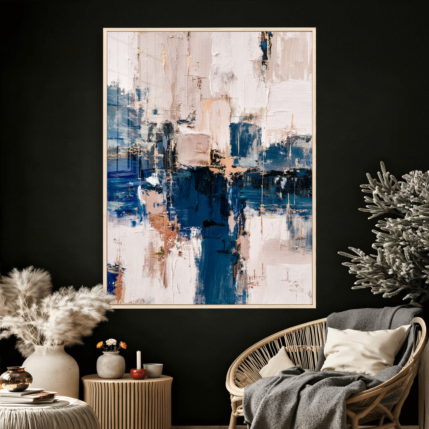 33344787-MGV-CV-24X36 - Abstract Navy Blue Wall Art Canvas Print