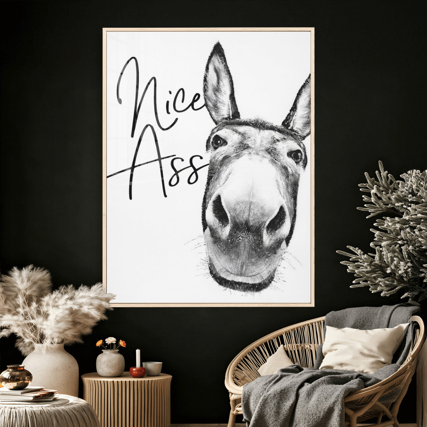 56057354-MGV-CV-24X36 - Nice Ass Funny Canvas Wall Art for Bathroom Wall Decor Cute Danke Humor Decor, Quirky Farmhouse Bathroom Art, Cow Lover Gift