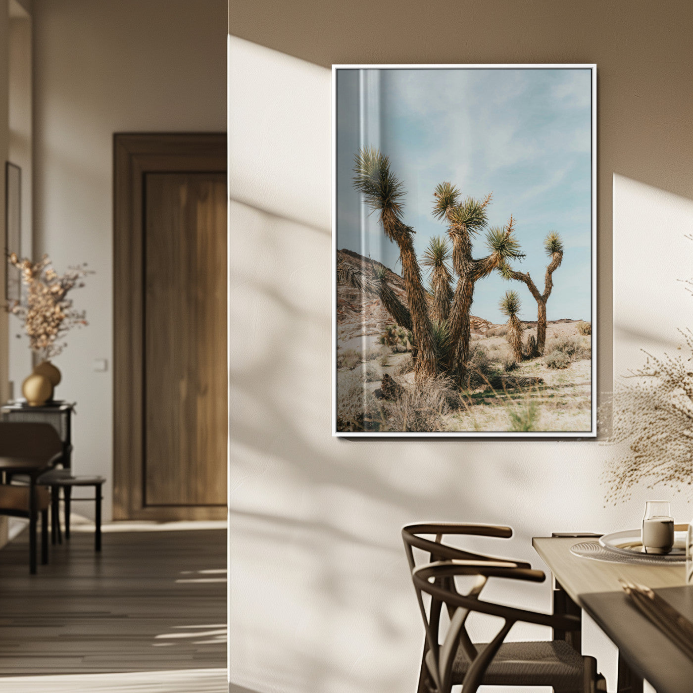 MGV-FP-48X32-3P - Joshua Tree Desert Canvas Print – Southwestern Boho Landscape Wall Art, Rustic Nature Scene for