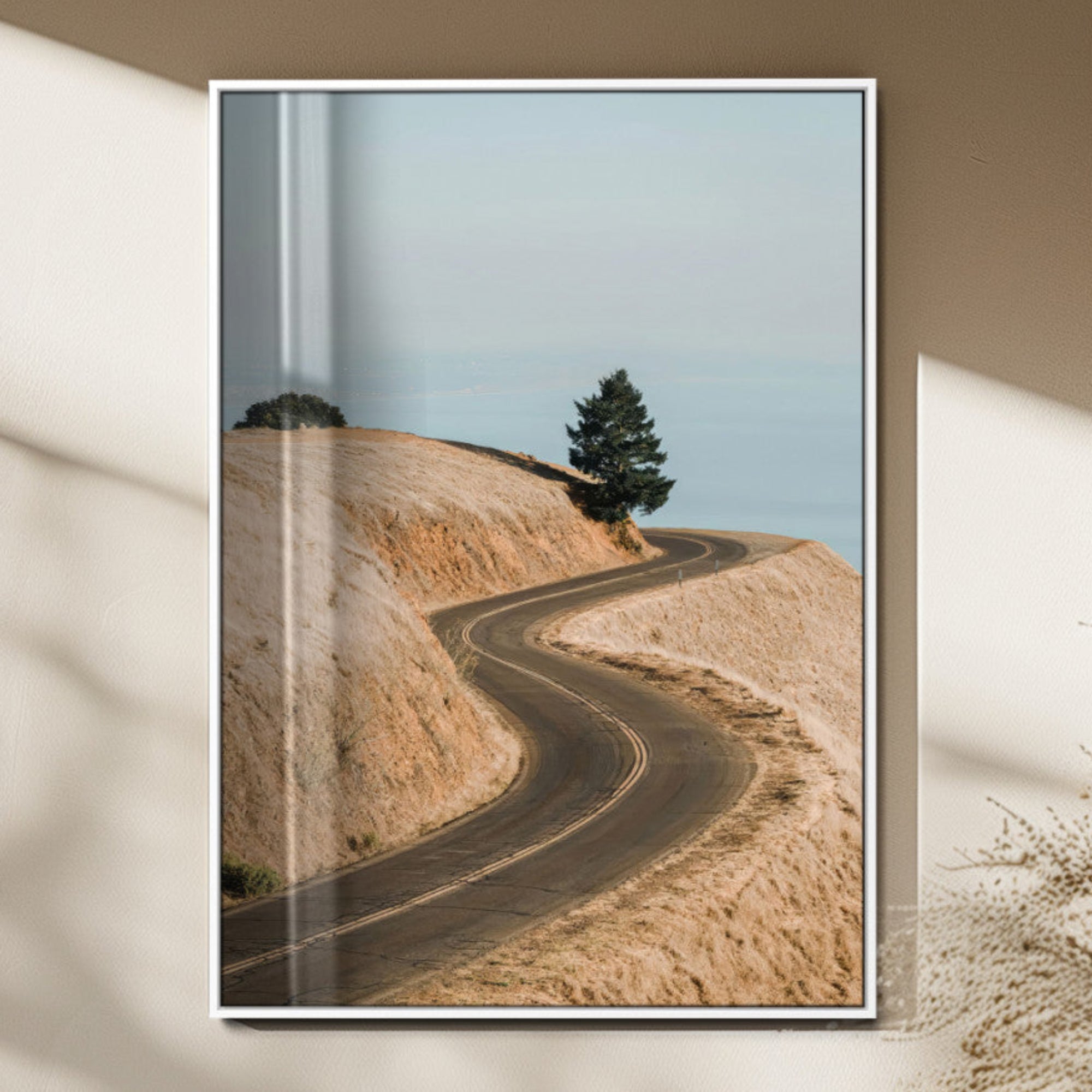 MGV-FP-48X32-3P - Winding Road Canvas Wall Art – Scenic Curvy Road Landscape, Large Minimalist Outdoor Decor, Wrapped