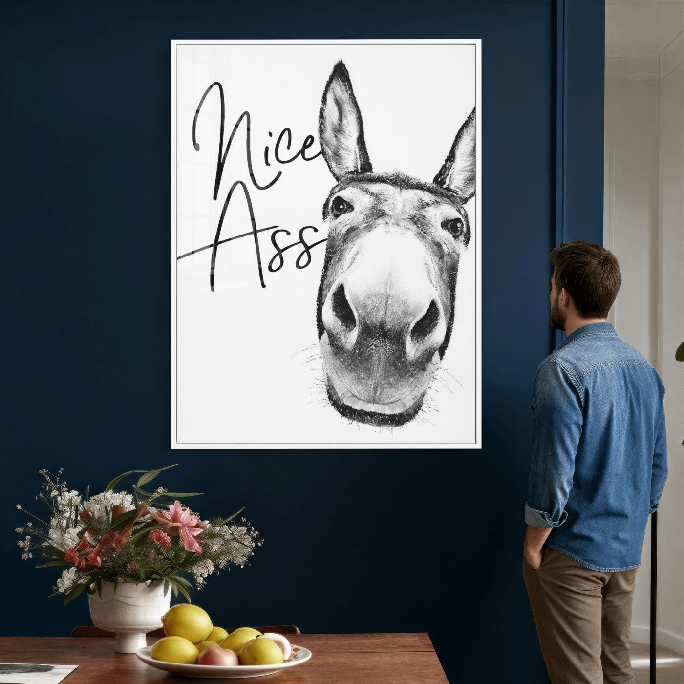 56057354-MGV-CV-24X36 - Nice Ass Funny Canvas Wall Art for Bathroom Wall Decor Cute Danke Humor Decor, Quirky Farmhouse Bathroom Art, Cow Lover Gift