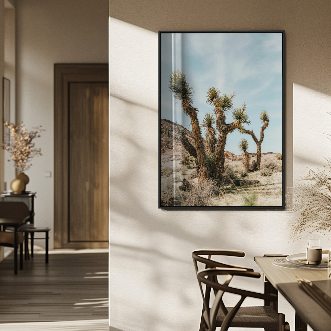 MGV-FP-48X32-3P - Joshua Tree Desert Canvas Print – Southwestern Boho Landscape Wall Art, Rustic Nature Scene for
