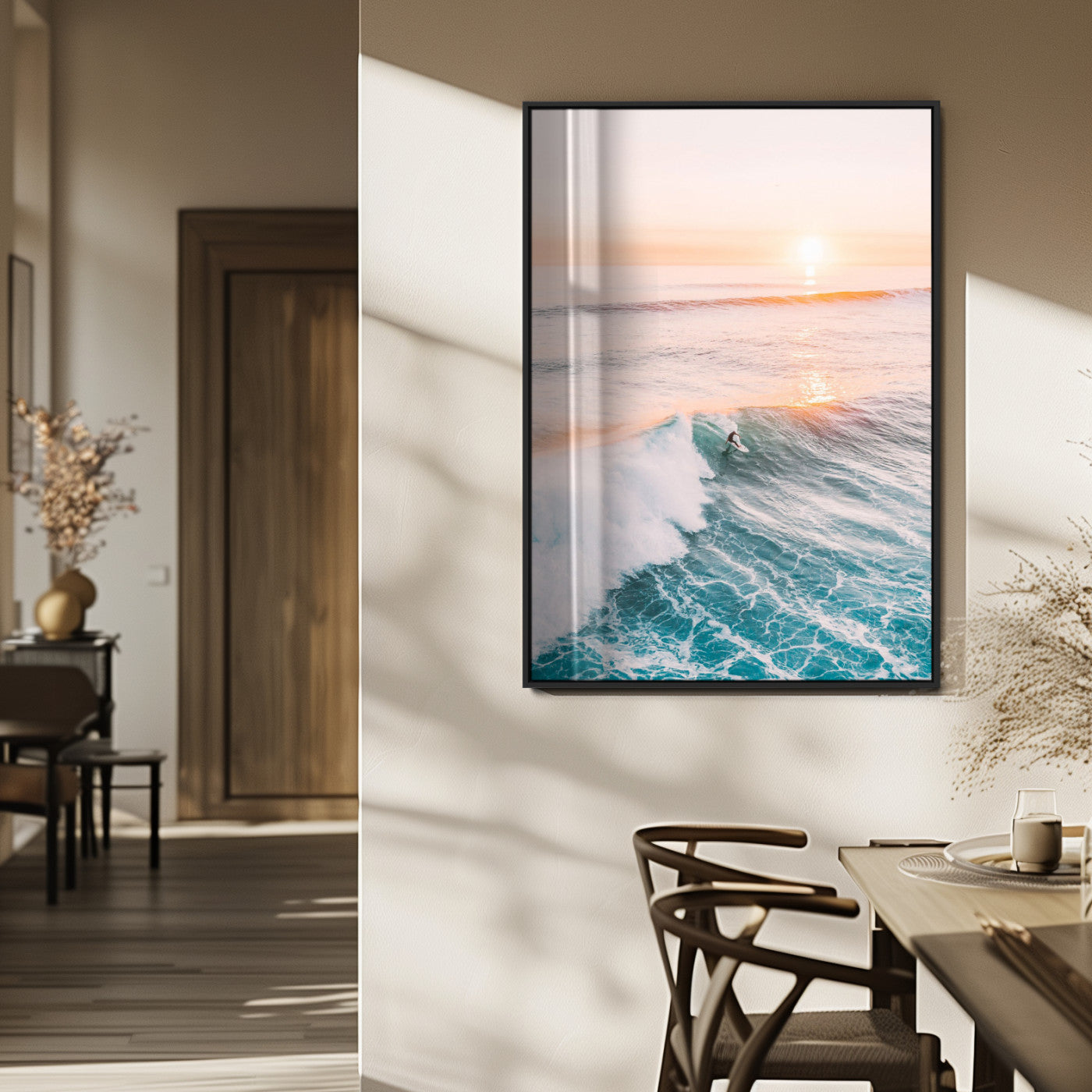 Pastel Ocean Wall Art Canvas Print for Home Decor, Framed Nautical Art Canvas Print