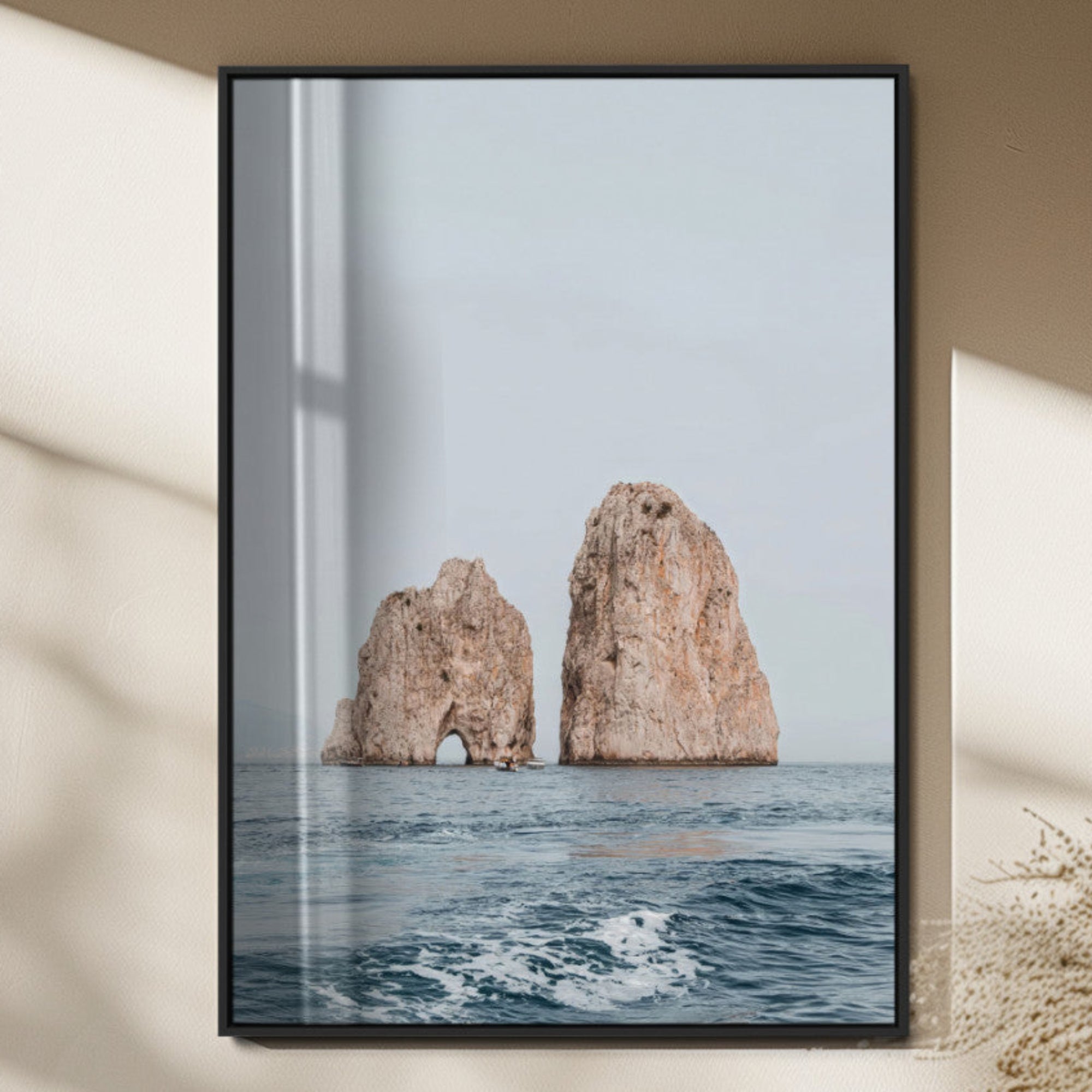 MGV-FP-48X32-3P - Majestic Sea Rock Formations Canvas Wall Art – Coastal Landscape Photography, Ocean View Decor,