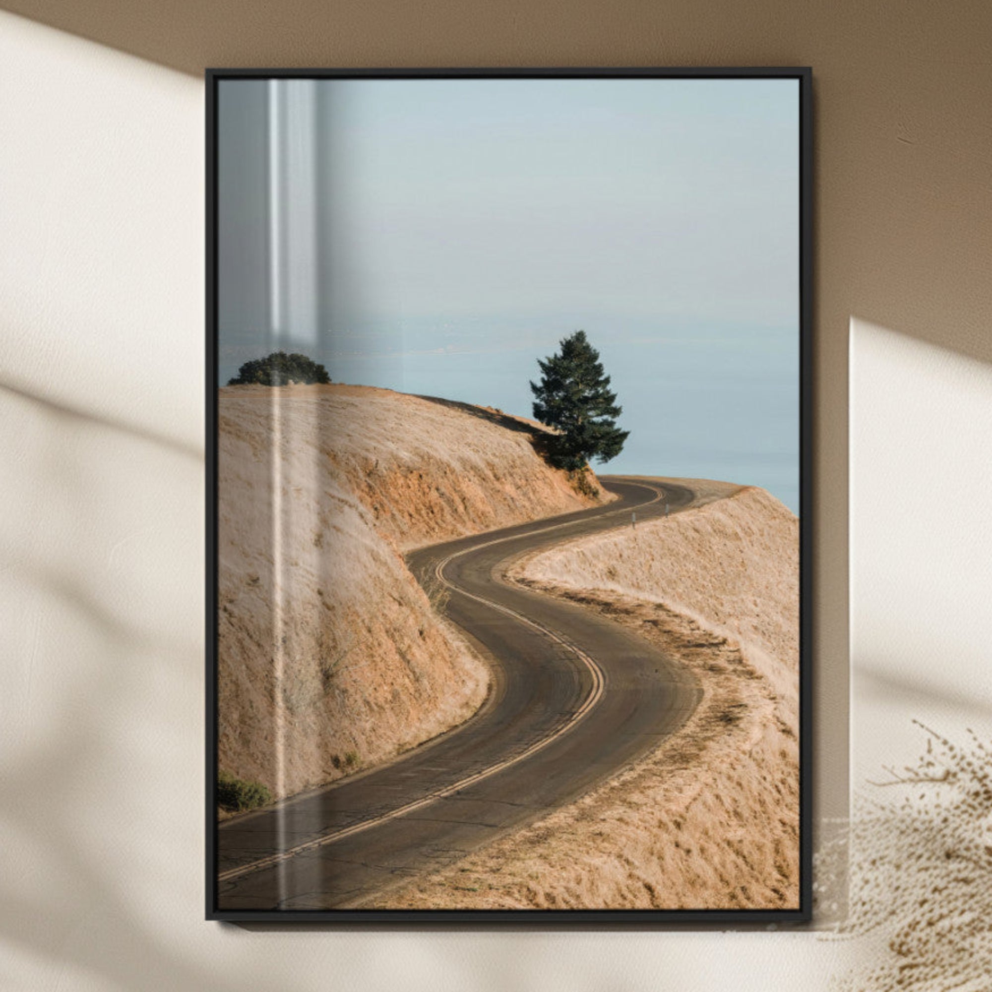 MGV-FP-48X32-3P - Winding Road Canvas Wall Art – Scenic Curvy Road Landscape, Large Minimalist Outdoor Decor, Wrapped