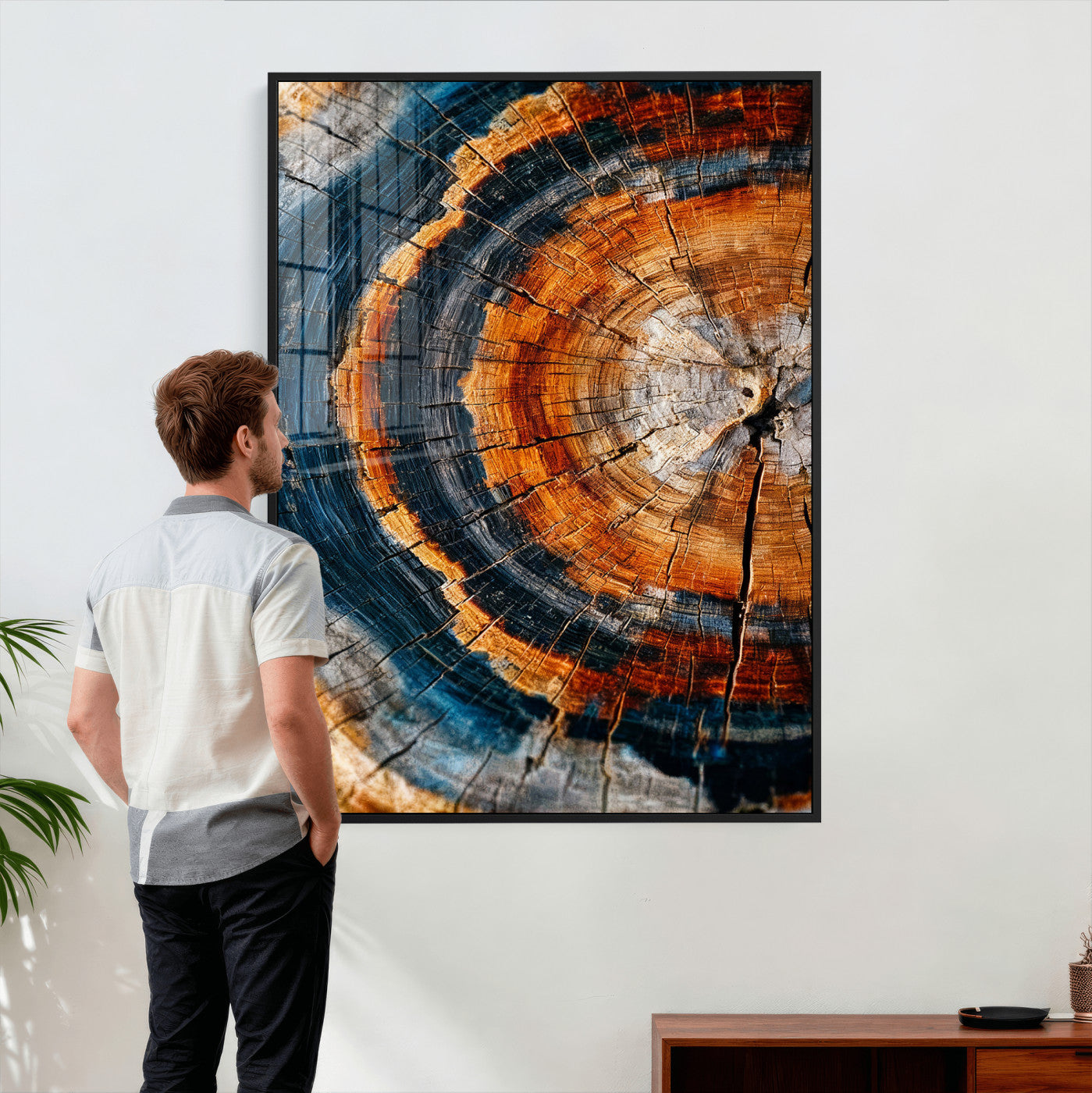 92693966C-MGV-CV-24X36 - Abstract Wood Grain Canvas Print, Tree Ring Pattern Wall Art, Framed Canvas Ready to Hang