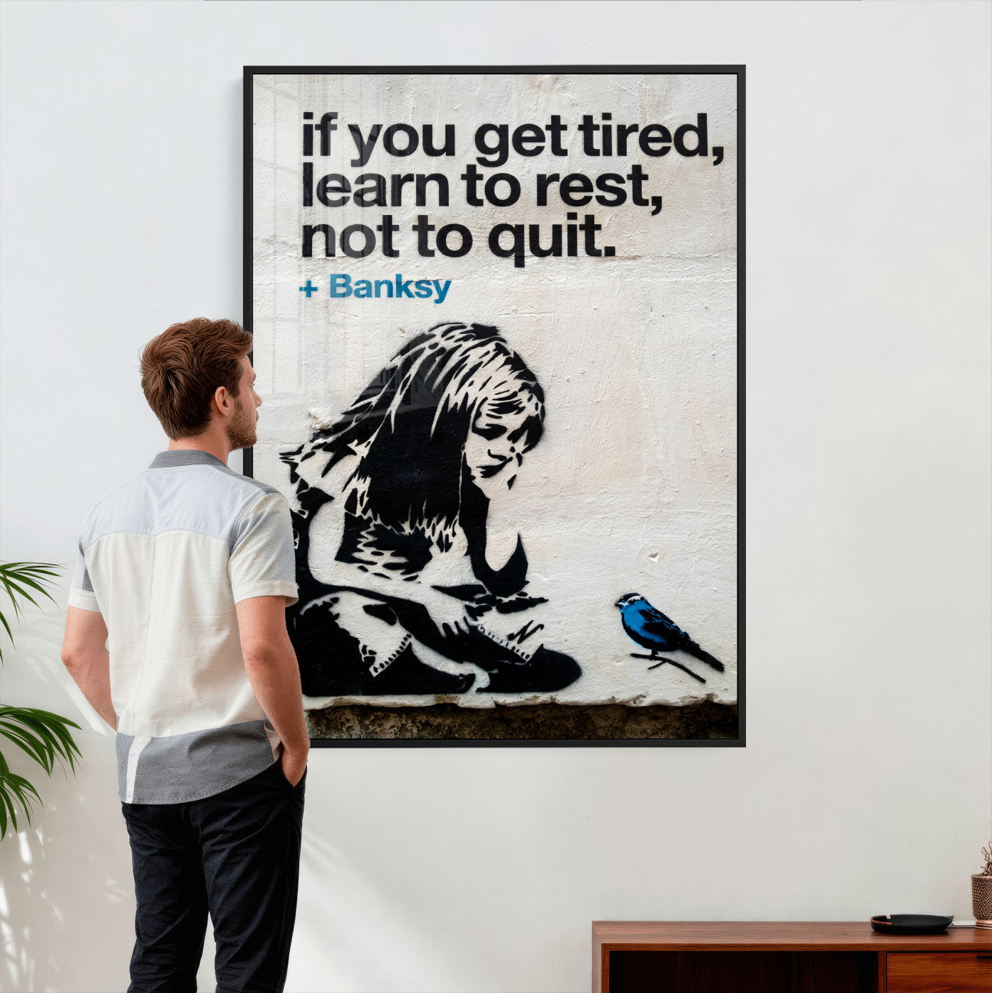 4812625445543-MGV-CV-24X36 - Banksy Girl and Blue Bird Canvas Art Print:  Banksy if you get tired Canvas Print or Poster