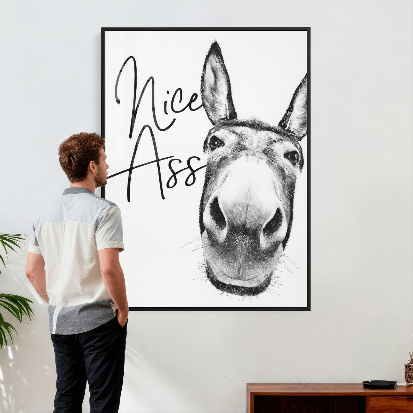 56057354-MGV-CV-24X36 - Nice Ass Funny Canvas Wall Art for Bathroom Wall Decor Cute Danke Humor Decor, Quirky Farmhouse Bathroom Art, Cow Lover Gift