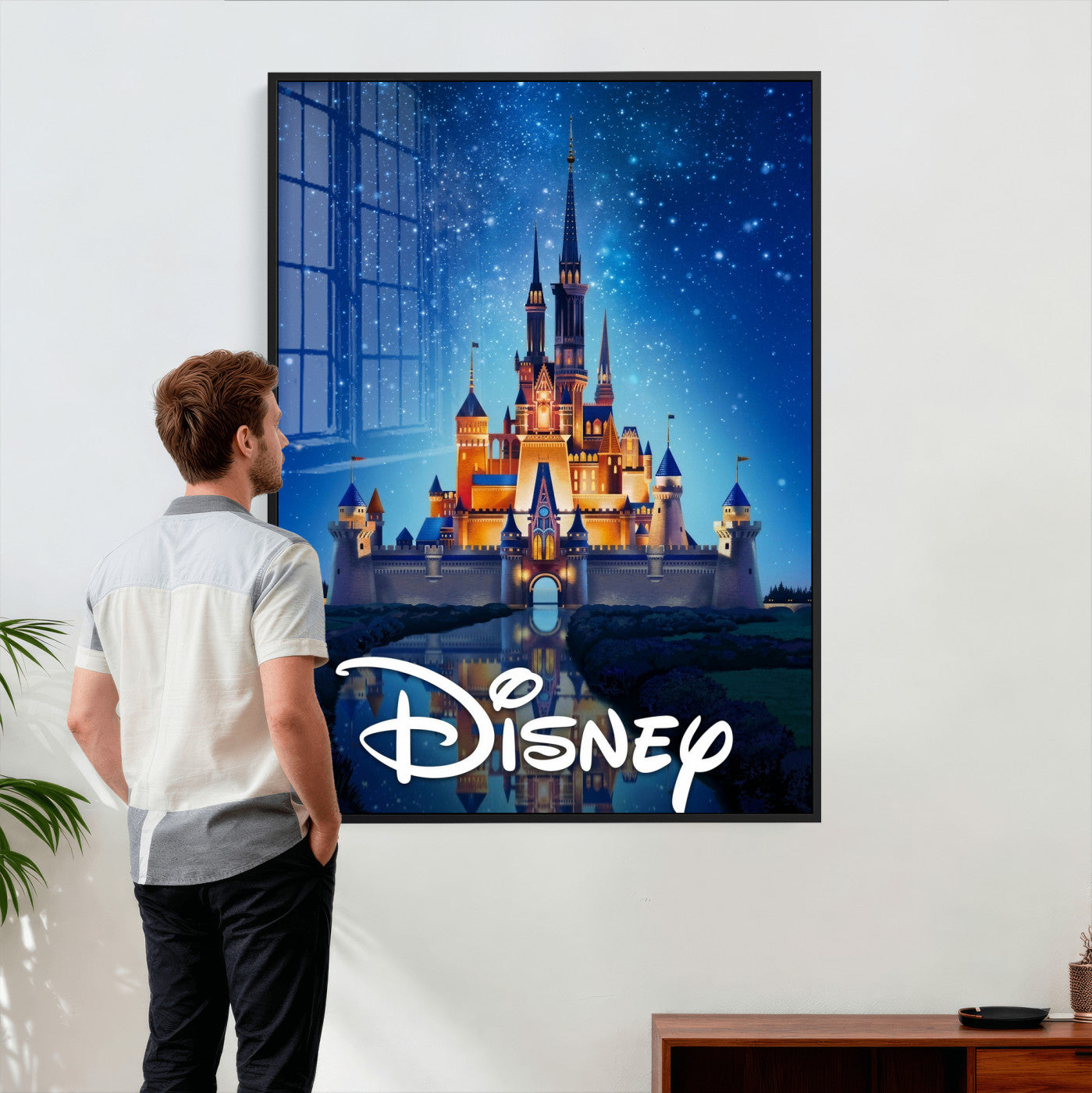 79435DS-MGV-CV-24X36 - Disney Castle Wall Art – Framed Magic Kingdom Canvas Artwork, Fairytale Design, Kids Room Fantasy Decor for Home, Office