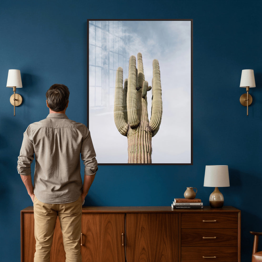 Desert Cactus Wall Art, Tall Spines Canvas Print