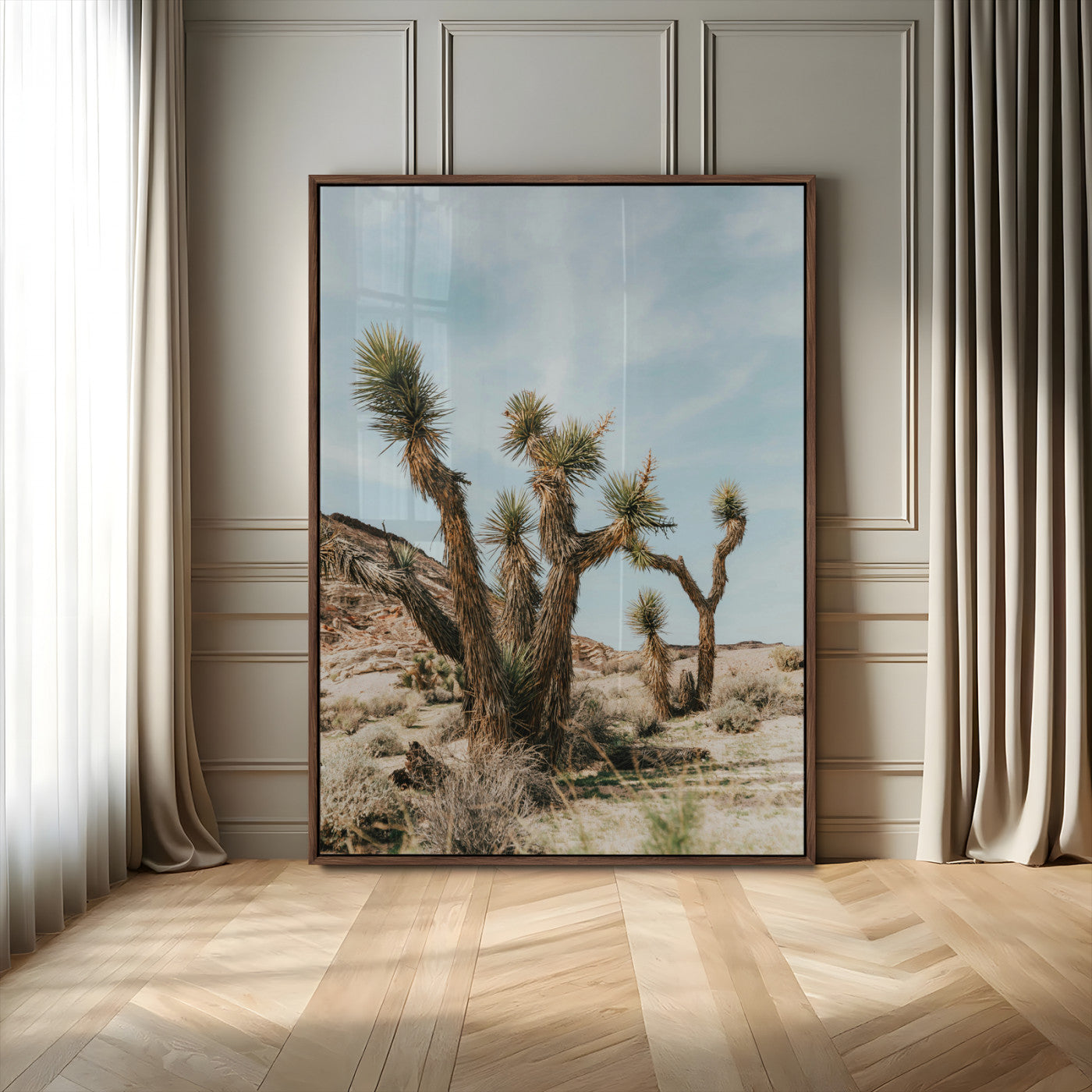 MGV-FP-48X32-3P - Joshua Tree Desert Canvas Print – Southwestern Boho Landscape Wall Art, Rustic Nature Scene for