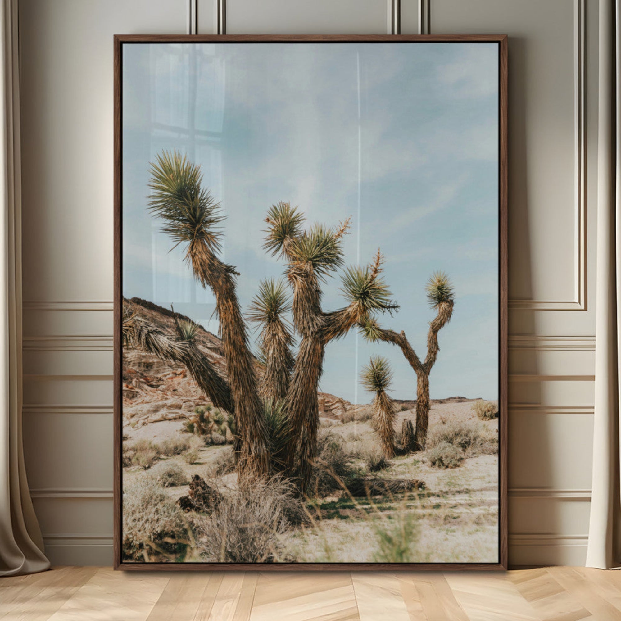 -Joshua Tree Desert Canvas Print Southwestern Boho Landscape Wall Art Rustic Nature Scene for Home, Office Decor