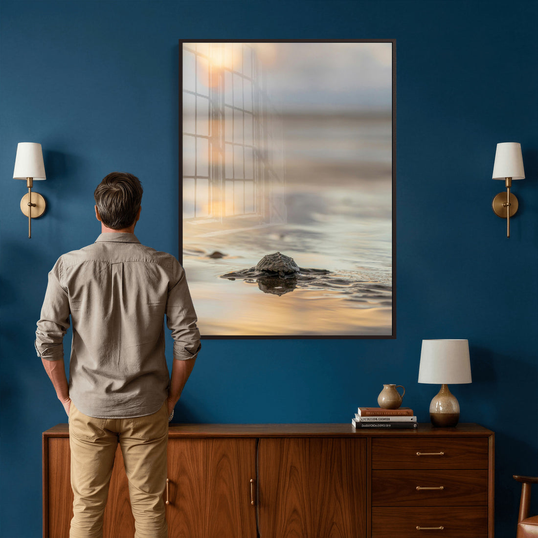 Sea Turtle Hatchling Wall Art Canvas Print | Soft Coastal Wildlife Photography
