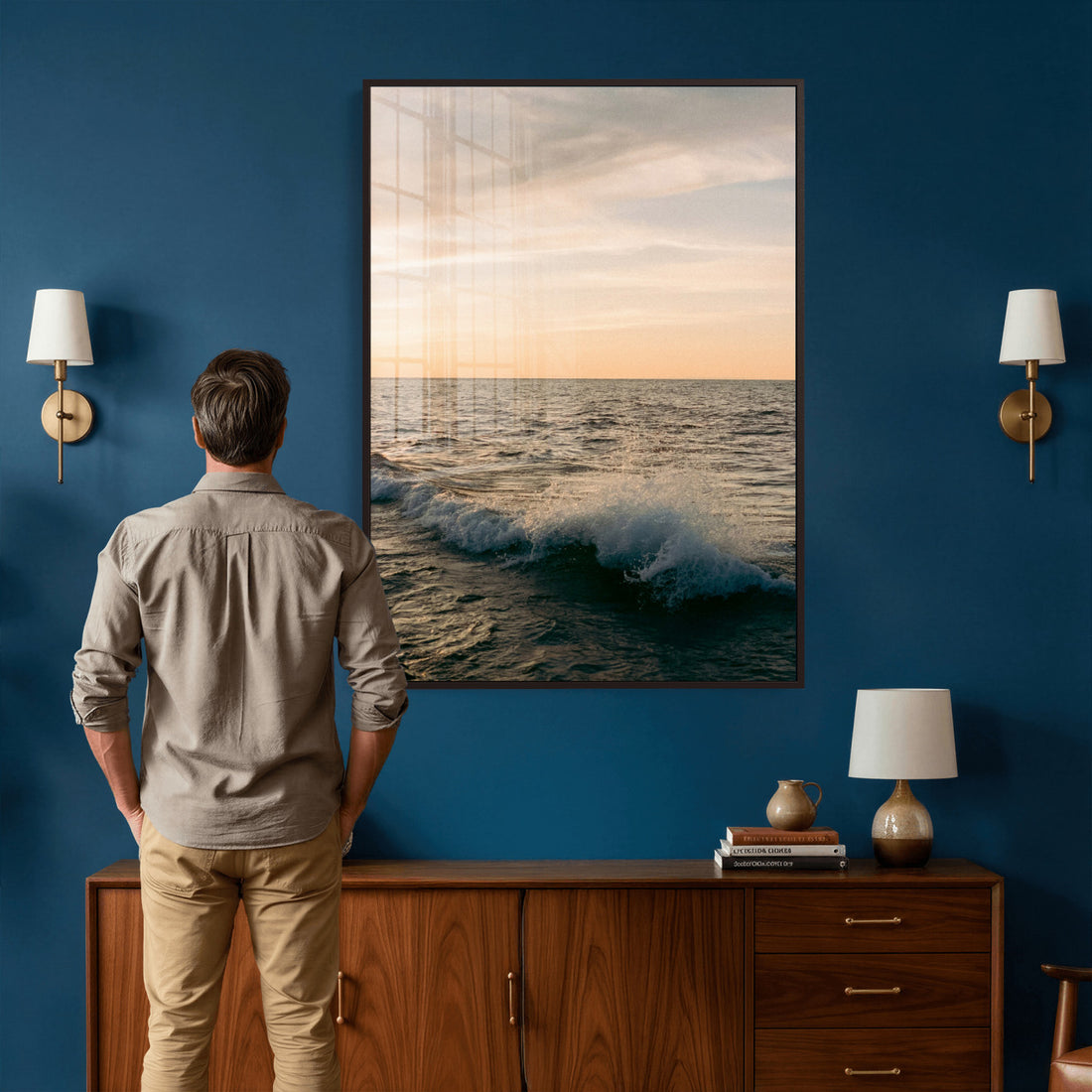 Ocean Wave Wall Art Canvas Print, Calm Coastal Nature Decor