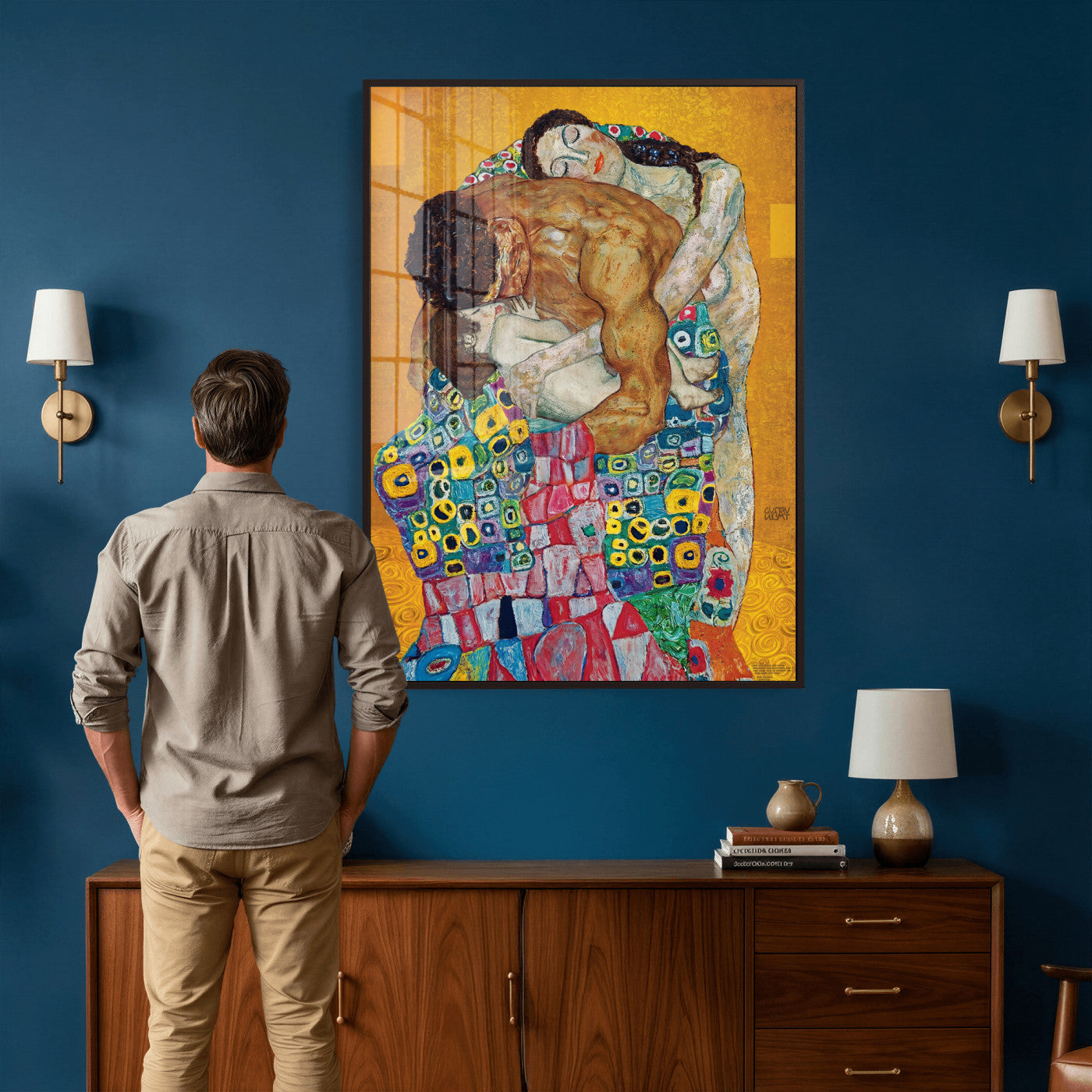 44640476-MGV-CV-24X36 - The Bride Wall Art Canvas Print – Gustav Klimt Inspired Romantic Embrace Painting