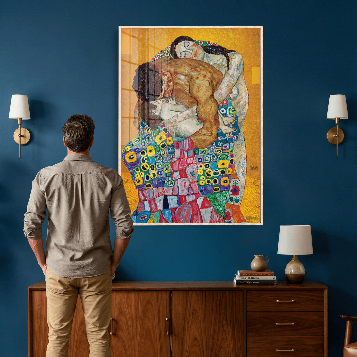 44640476-MGV-CV-24X36 - The Bride Wall Art Canvas Print – Gustav Klimt Inspired Romantic Embrace Painting