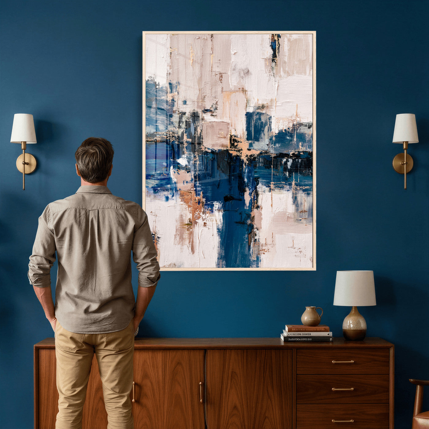33344787-MGV-CV-24X36 - Abstract Navy Blue Wall Art Canvas Print