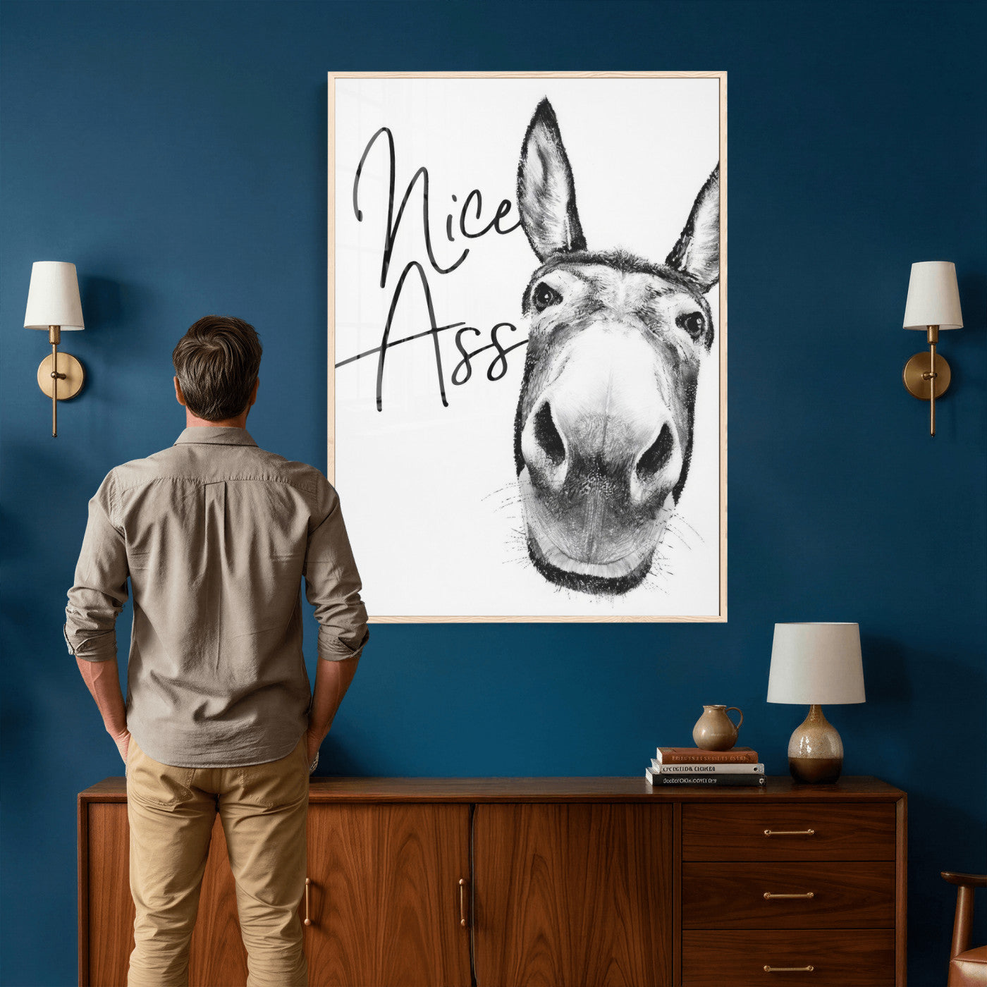 56057354-MGV-CV-24X36 - Nice Ass Funny Canvas Wall Art for Bathroom Wall Decor Cute Danke Humor Decor, Quirky Farmhouse Bathroom Art, Cow Lover Gift