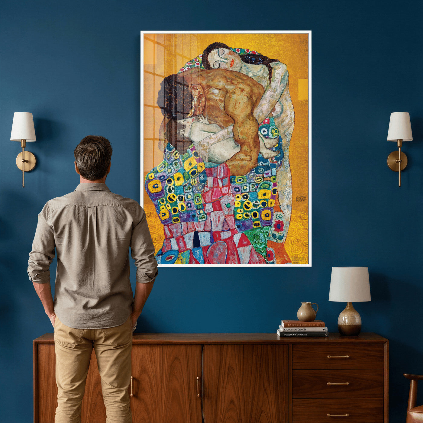 44640476-MGV-CV-24X36 - The Bride Wall Art Canvas Print – Gustav Klimt Inspired Romantic Embrace Painting