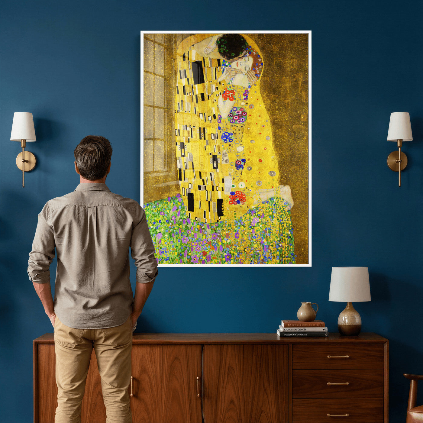 77323081-MGV-CV-24X36 - The Kiss Wall Art Canvas Print – Gustav Klimt Inspired Gold Art Nouveau Painting