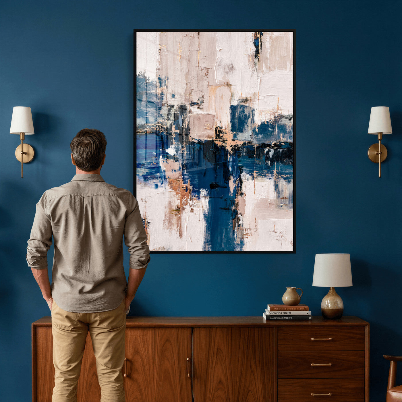 33344787-MGV-CV-24X36 - Abstract Navy Blue Wall Art Canvas Print