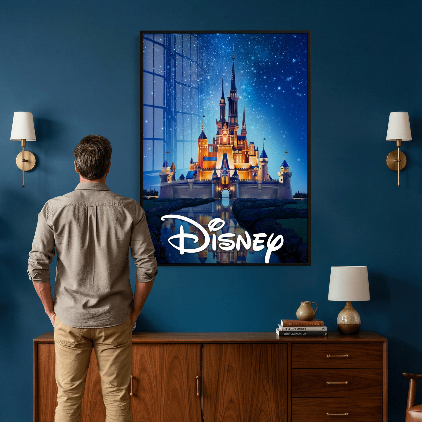 79435DS-MGV-CV-24X36 - Disney Castle Wall Art – Framed Magic Kingdom Canvas Artwork, Fairytale Design, Kids Room Fantasy Decor for Home, Office