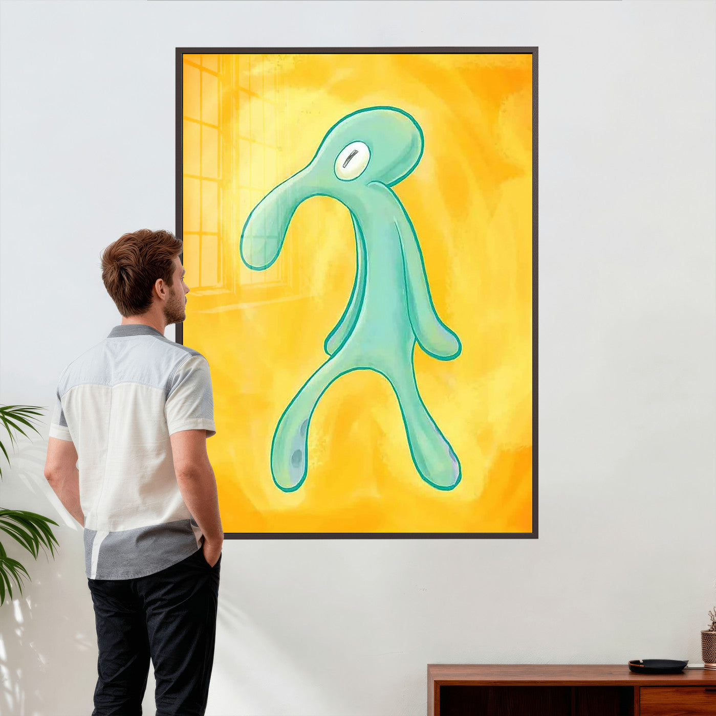 16453603-MGV-CV-24X36 - Squidward Tentacles Wall Art Canvas Print – Bold and Brash Style Artwork Print for Living Room, Office, and Creative Decor