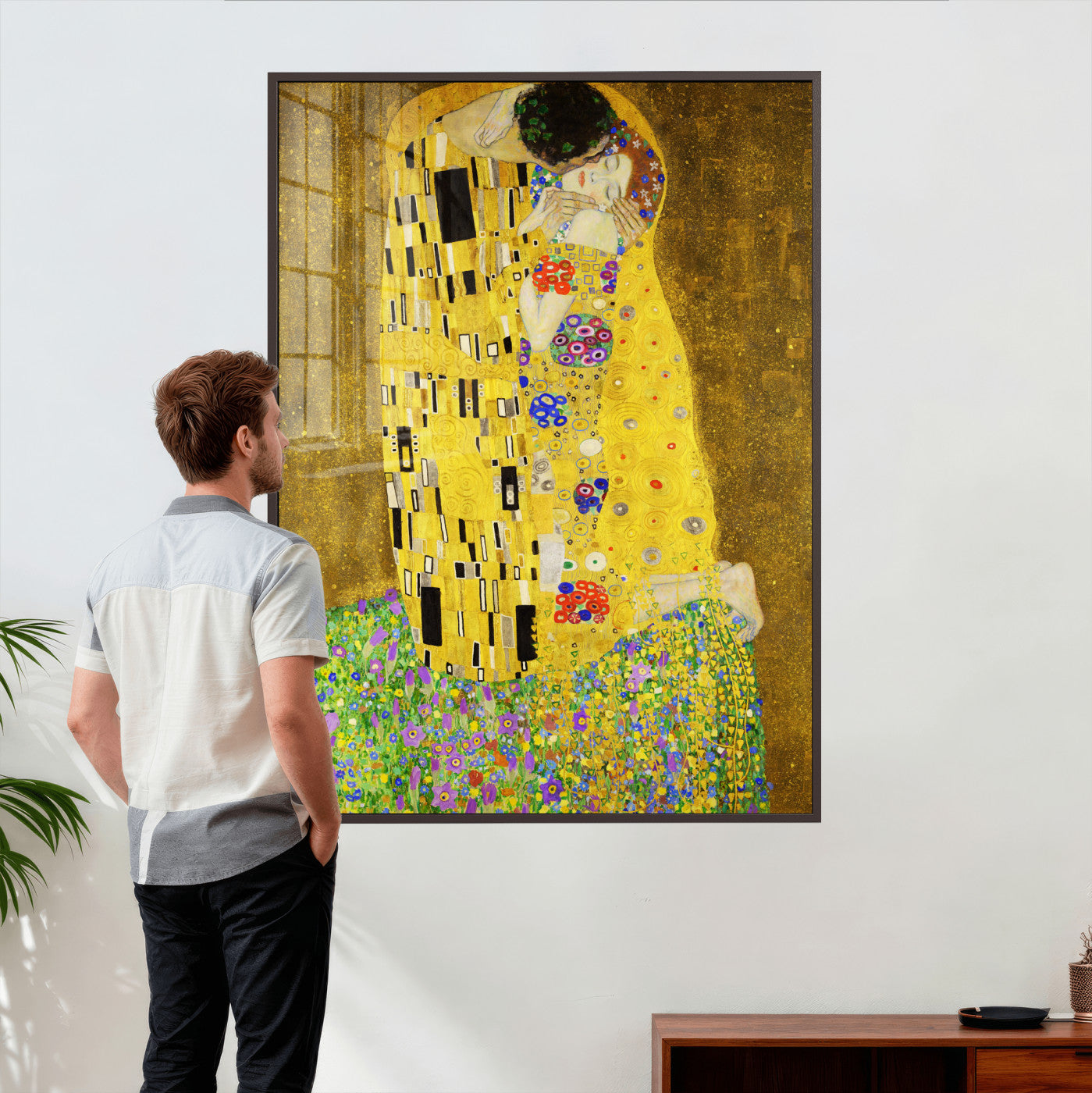 77323081-MGV-CV-24X36 - The Kiss Wall Art Canvas Print – Gustav Klimt Inspired Gold Art Nouveau Painting