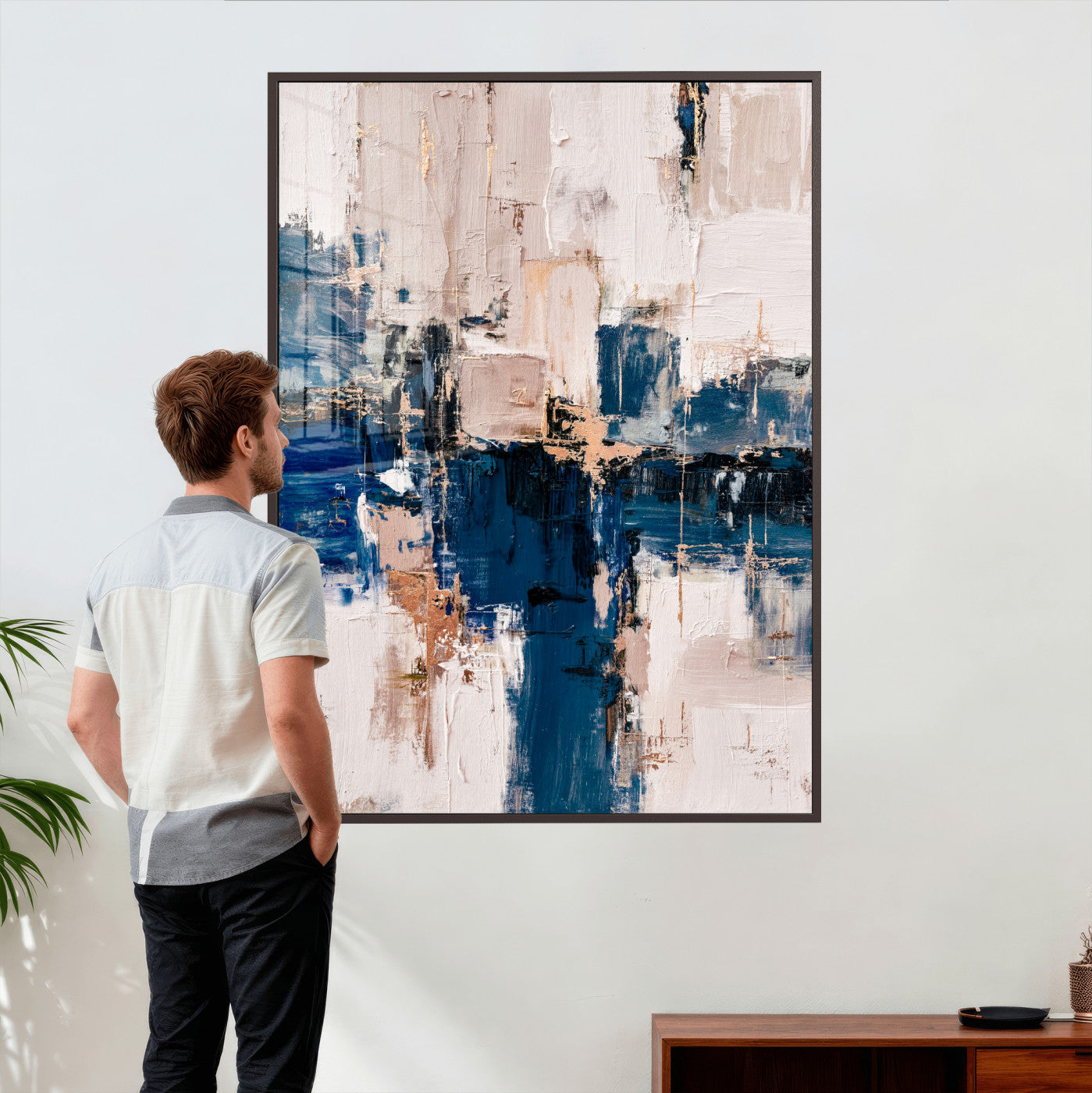 33344787-MGV-CV-24X36 - Abstract Navy Blue Wall Art Canvas Print