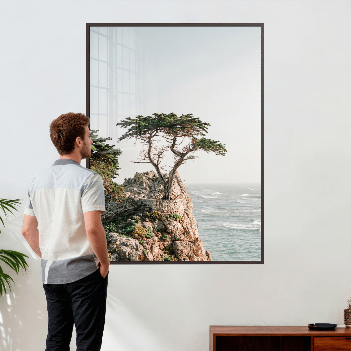 68839391-MGV-CV-24X36 - Lone Cypress Canvas Wall Art, Pebble Beach California Photography Print, Coastal Tree Ocean Decor, Monterey Nature Art, Minimalist Wall Art