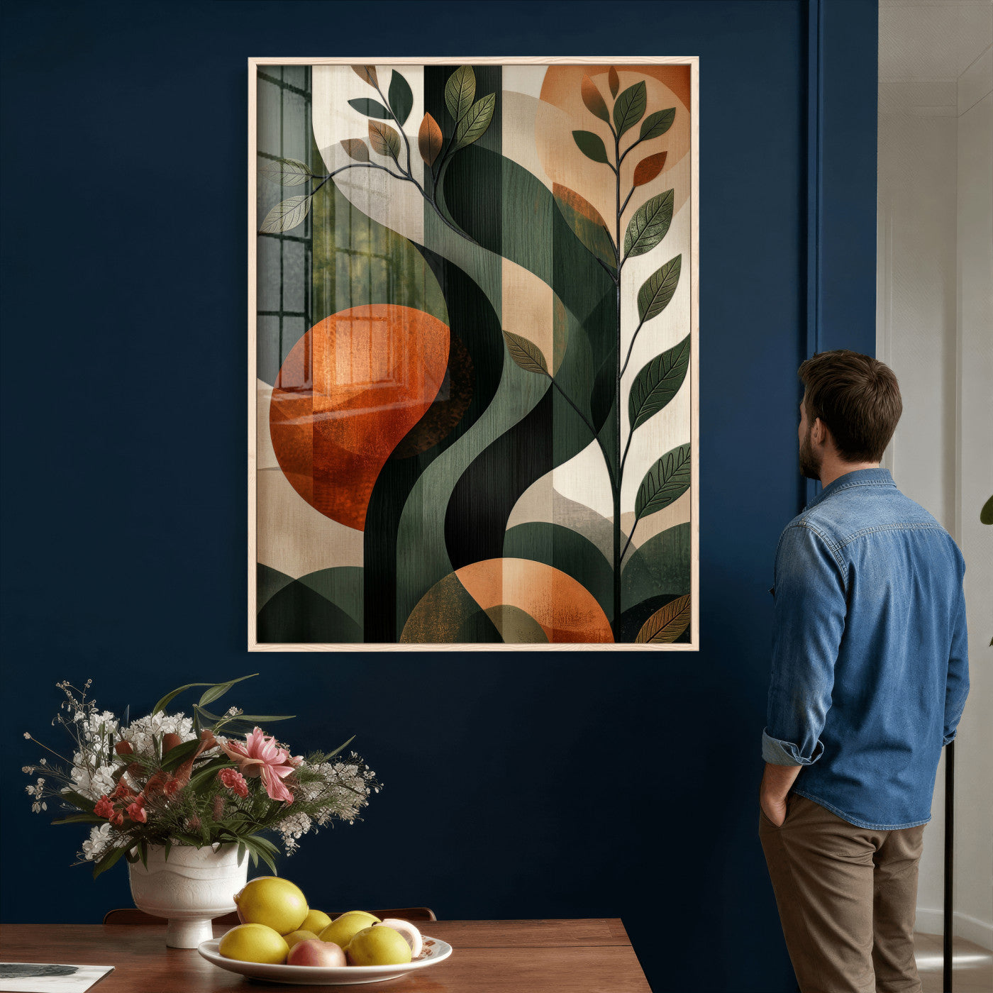 82797335-MGV-CV-24X36 - Abstract Green Flowers Wall Art Canvas Print