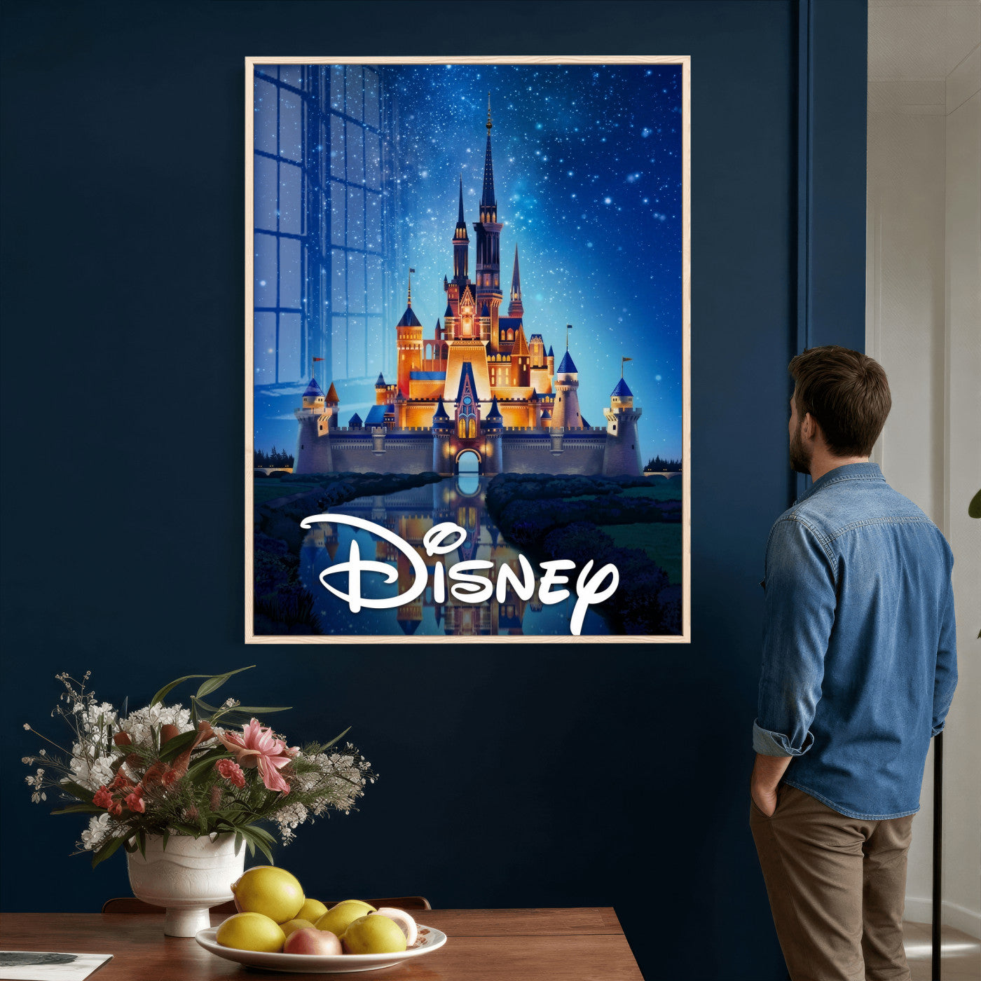 79435DS-MGV-CV-24X36 - Disney Castle Wall Art – Framed Magic Kingdom Canvas Artwork, Fairytale Design, Kids Room Fantasy Decor for Home, Office
