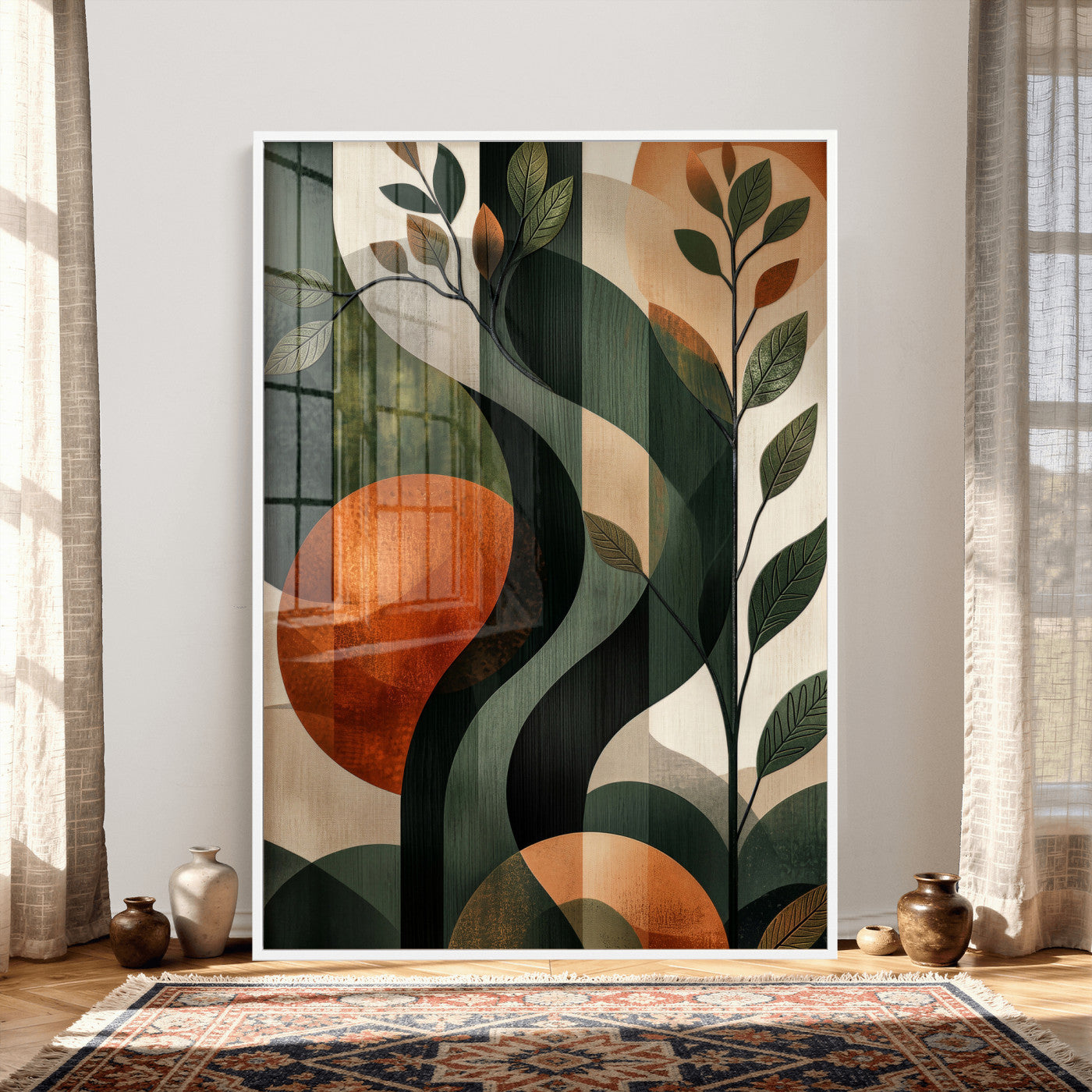 82797335-MGV-CV-24X36 - Abstract Green Flowers Wall Art Canvas Print
