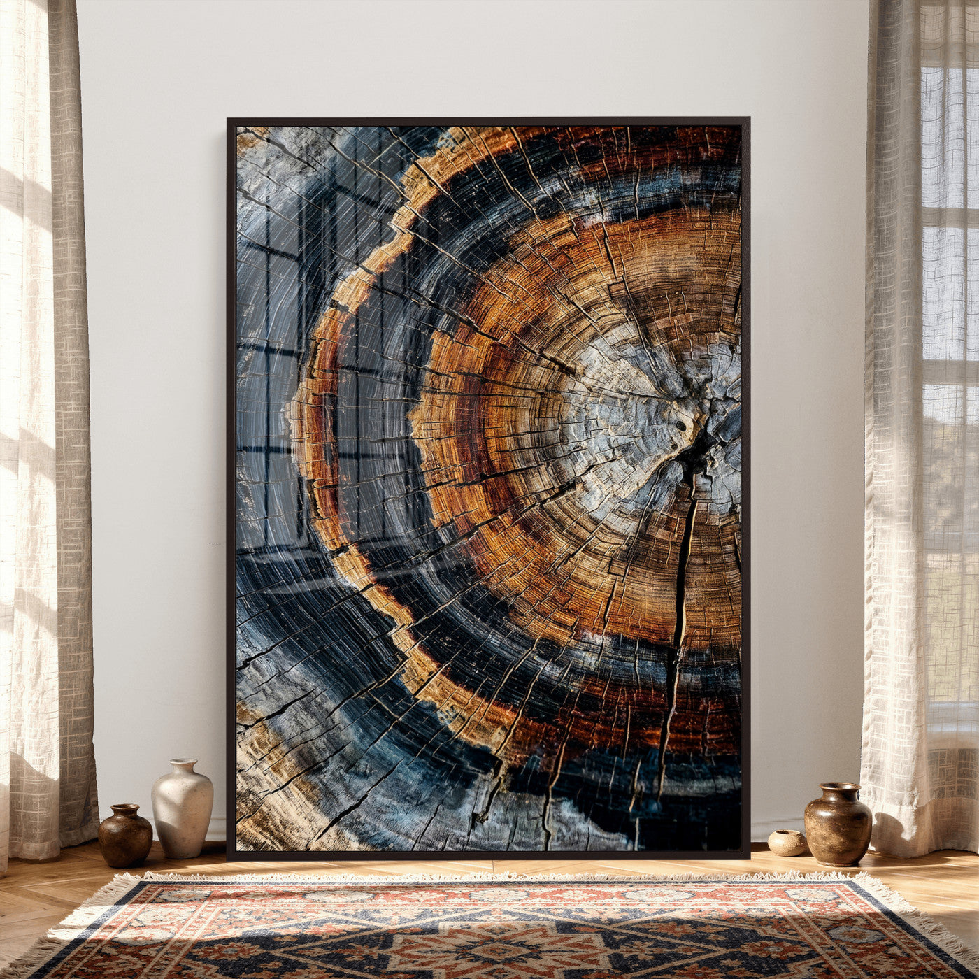 92693966B-MGV-CV-24X36 - Abstract Wood Grain Canvas Print, Tree Ring Pattern Wall Art, Framed Canvas Ready to Hang