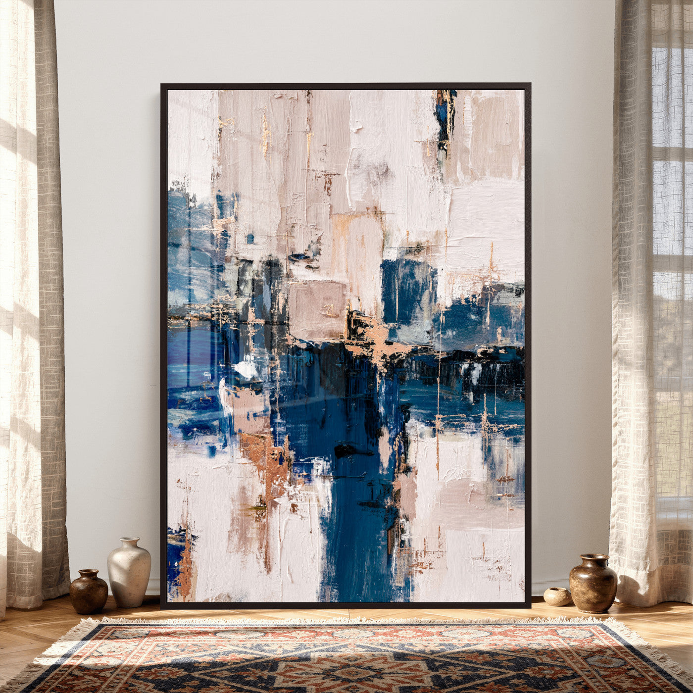 33344787-MGV-CV-24X36 - Abstract Navy Blue Wall Art Canvas Print