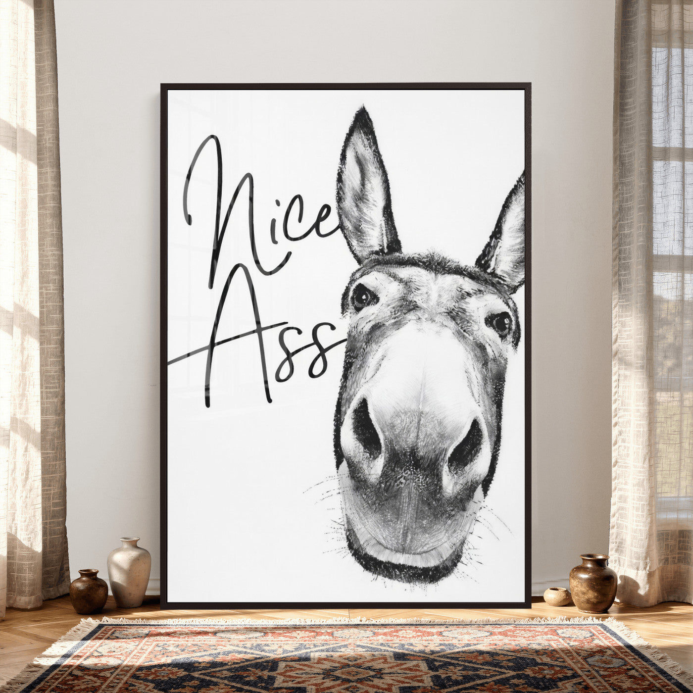 56057354-MGV-CV-24X36 - Nice Ass Funny Canvas Wall Art for Bathroom Wall Decor Cute Danke Humor Decor, Quirky Farmhouse Bathroom Art, Cow Lover Gift