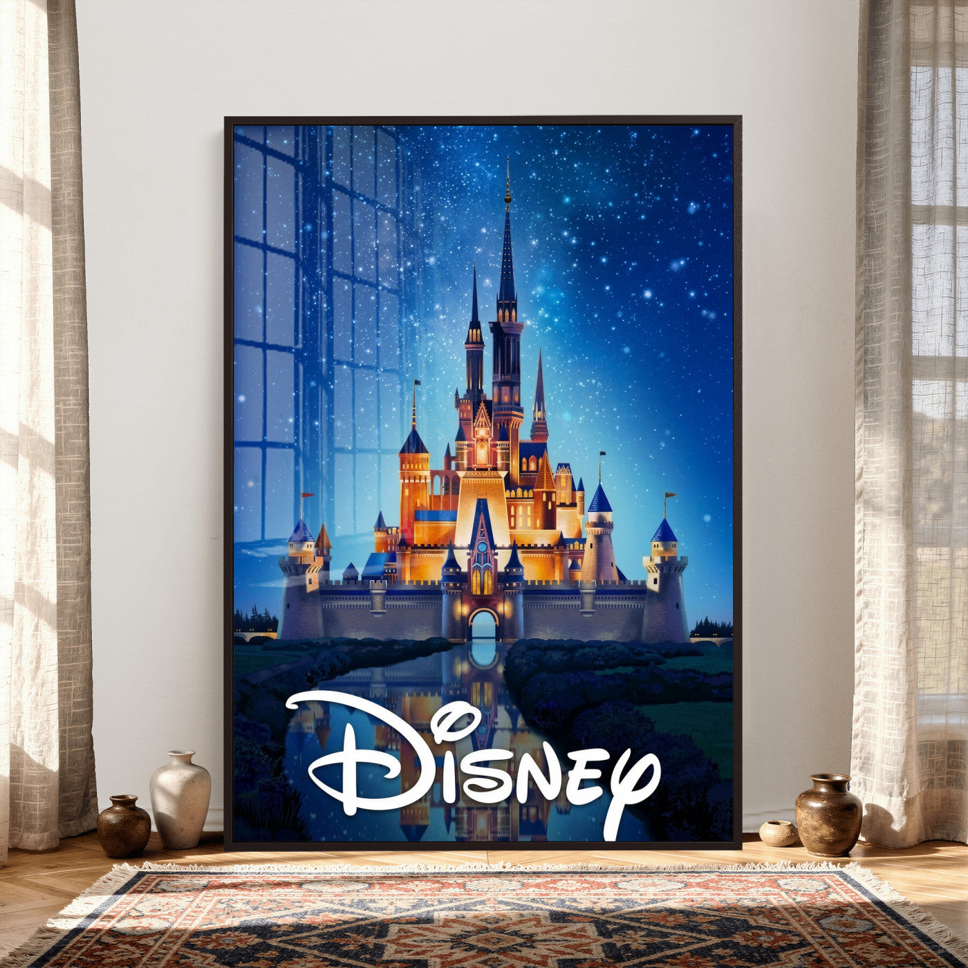 79435DS-MGV-CV-24X36 - Disney Castle Wall Art – Framed Magic Kingdom Canvas Artwork, Fairytale Design, Kids Room Fantasy Decor for Home, Office